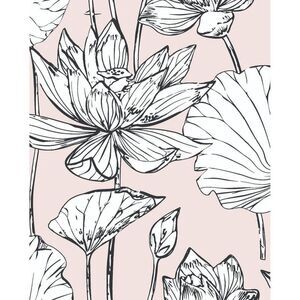 NextWall -  Lotus Floral Peel and Stick Wallpaper Lig Pink